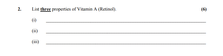 List-three-properties-of-Vitamin-A-(Retinol)-Leaving Cert Home Economics-Question 2-2011.png