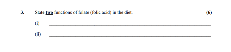 State-two-functions-of-folate-(folic-acid)-in-the-diet-Leaving Cert Home Economics-Question 3-2010.png