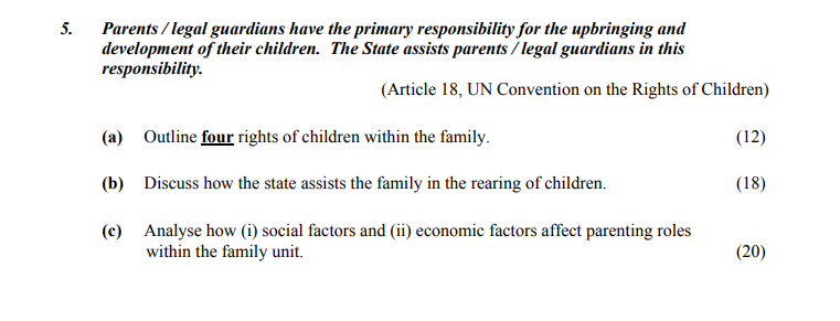Parents-/-legal-guardians-have-the-primary-responsibility-for-the-upbringing-and-development-of-their-children-Leaving Cert Home Economics-Question 5-2005.png