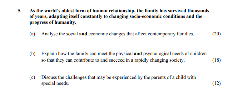 As-the-world's-oldest-form-of-human-relationship,-the-family-has-survived-thousands-of-years,-adapting-itself-constantly-to-changing-socio-economic-conditions-and-the-progress-of-humanity-Leaving Cert Home Economics-Question 5-2016.png