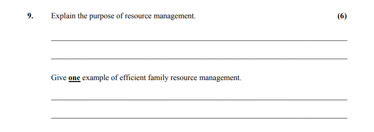 Explain-the-purpose-of-resource-management-Leaving Cert Home Economics-Question 9-2009.png