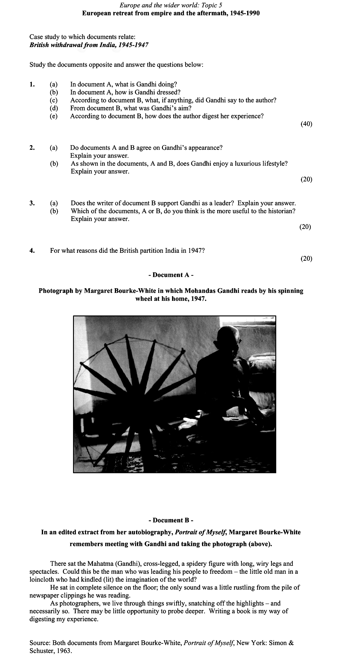 In-document-A,-what-is-Gandhi-doing?-Gandhi-is-sitting-cross-legged,-reading-a-newspaper-Leaving Cert History-Question 1-2012.png