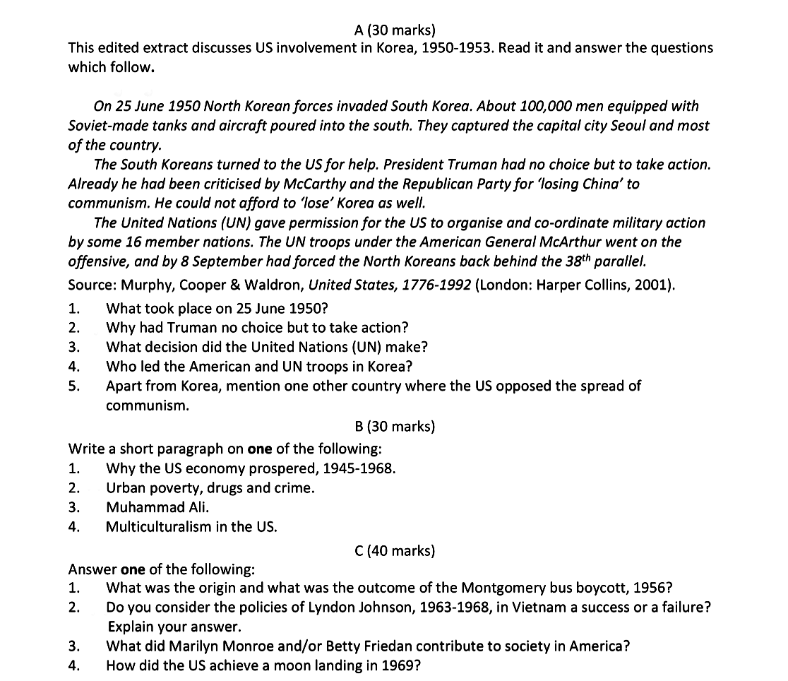 On-25-June-1950-North-Korean-forces-invaded-South-Korea-Leaving Cert History-Question A-2017.png