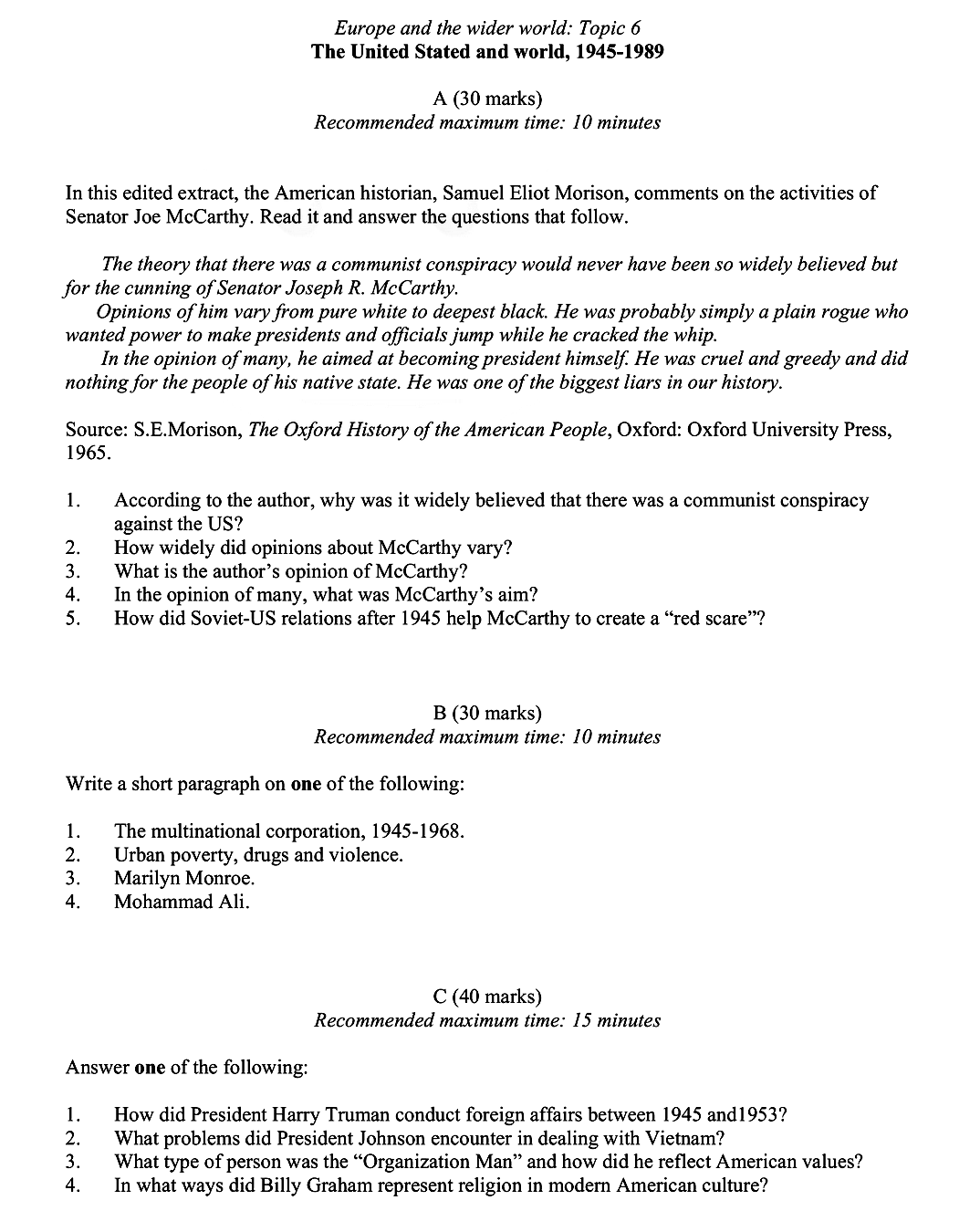 In-this-edited-extract,-the-American-historian,-Samuel-Eliot-Morison,-comments-on-the-activities-of-Senator-Joe-McCarthy-Leaving Cert History-Question A-2012.png