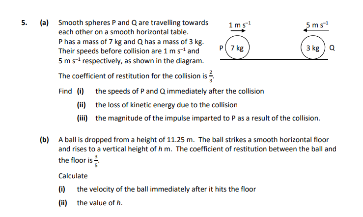 Smooth-spheres-P-and-Q-are-travelling-towards-each-other-on-a-smooth-horizontal-table-Leaving Cert Applied Maths-Question 5-2021.png