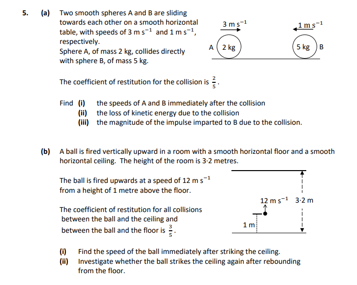 Two-smooth-spheres-A-and-B-are-sliding-towards-each-other-on-a-smooth-horizontal-table,-with-speeds-of-3-m-s⁻¹-and-1-m-s⁻¹,-respectively-Leaving Cert Applied Maths-Question 5-2019.png