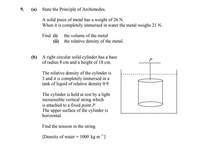9.-(a)-State-the-Principle-of-Archimedes-Leaving Cert Applied Maths-Question 9-2012.png