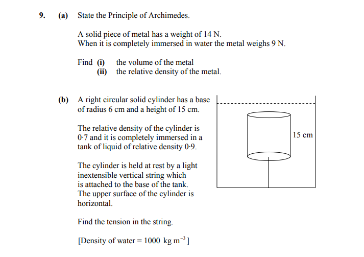 State-the-Principle-of-Archimedes-Leaving Cert Applied Maths-Question 9-2010.png