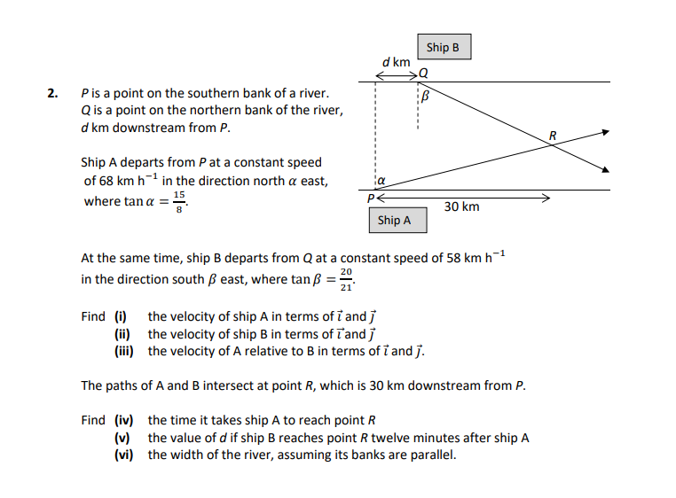 P-is-a-point-on-the-southern-bank-of-a-river-Leaving Cert Applied Maths-Question 2-2019.png