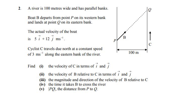 A-river-is-100-metres-wide-and-has-parallel-banks-Leaving Cert Applied Maths-Question 2-2010.png