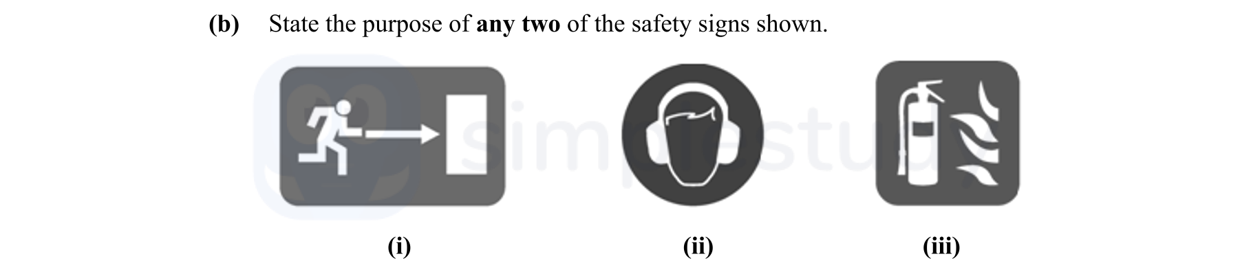State-the-purpose-of-any-two-of-the-safety-signs-shown-Leaving Cert Engineering-Question (b)-2013.png