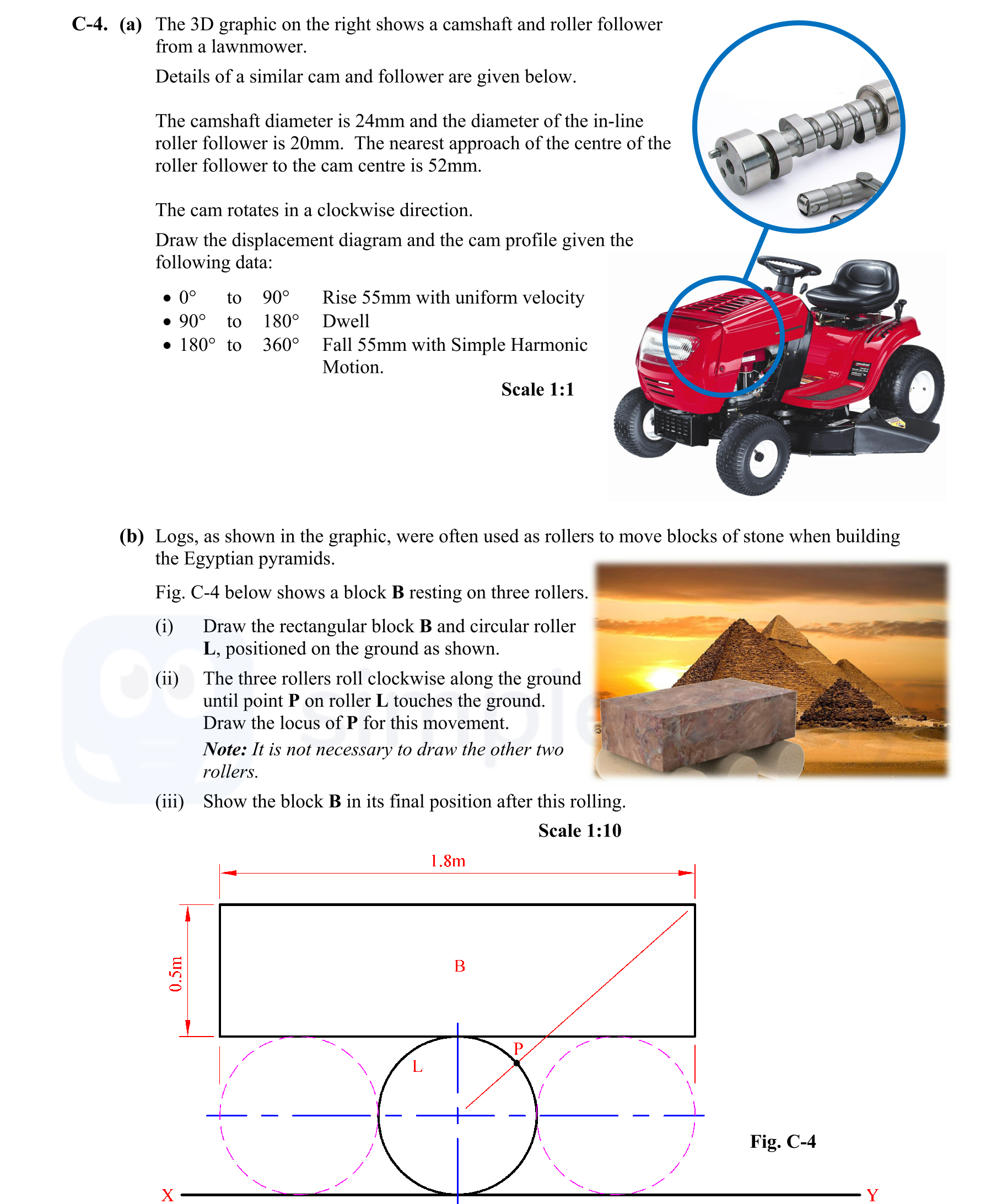 The-3D-graphic-on-the-right-shows-a-camshaft-and-roller-follower-from-a-lawnmower-Leaving Cert DCG-Question C-4-2011.png