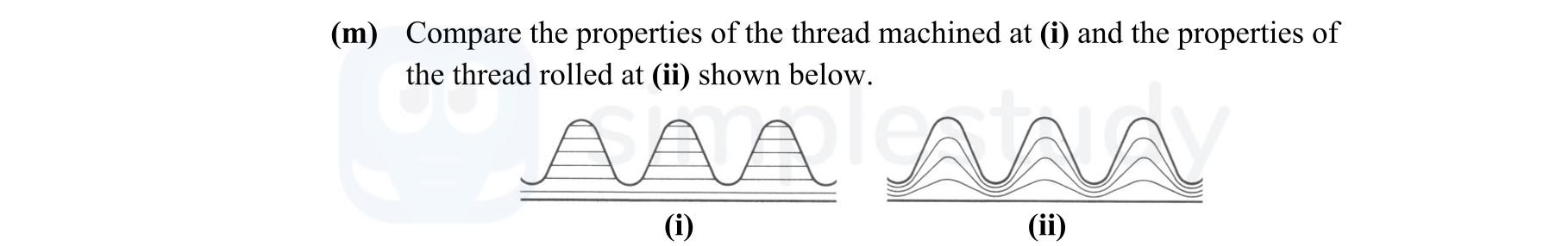 Compare-the-properties-of-the-thread-machined-at-(i)-and-the-properties-of-the-thread-rolled-at-(ii)-shown-below.-Leaving Cert Engineering-Question m-2011.png