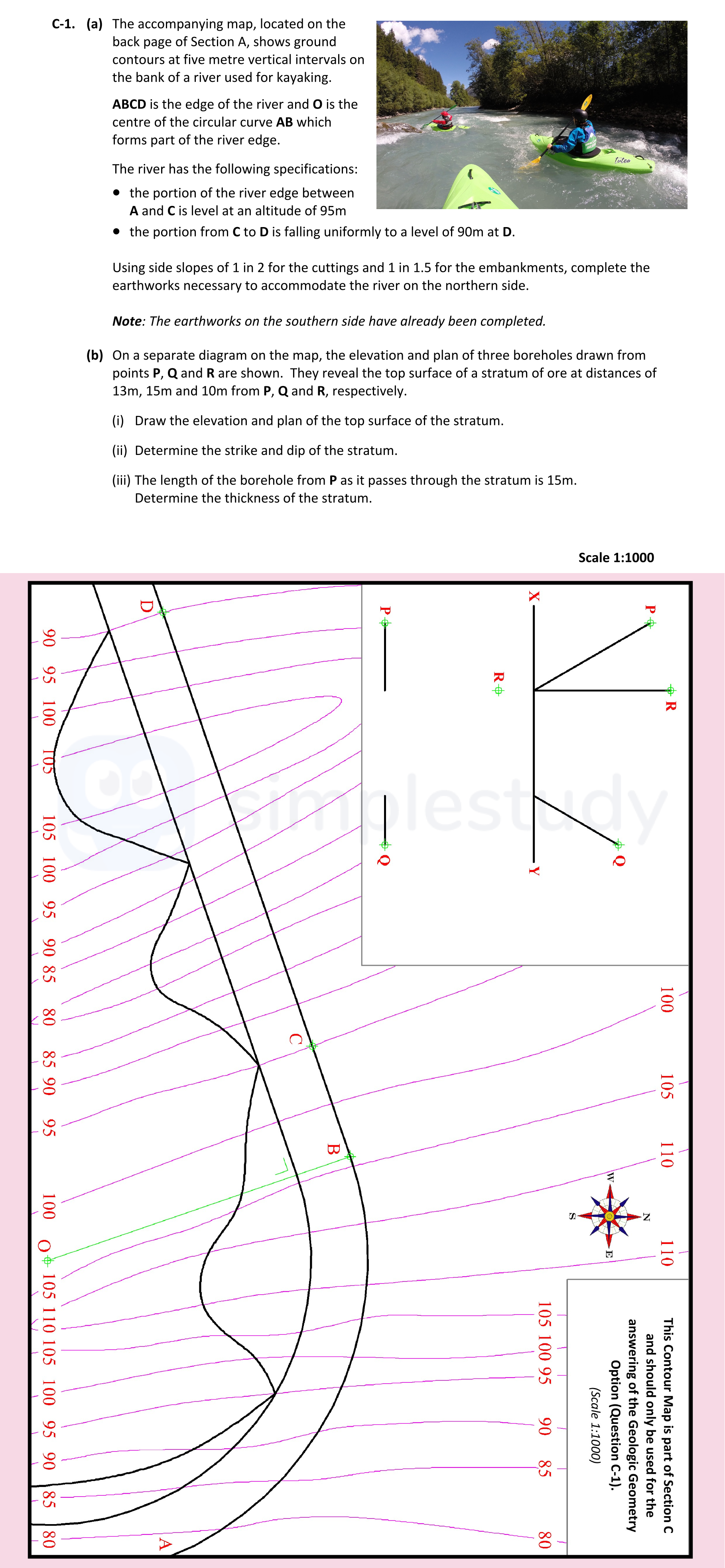 The-accompanying-map,-located-on-the-back-page-of-Section-A,-shows-ground-contours-at-five-metre-vertical-intervals-on-the-bank-of-a-river-used-for-kayaking-Leaving Cert DCG-Question C-1-2021.png