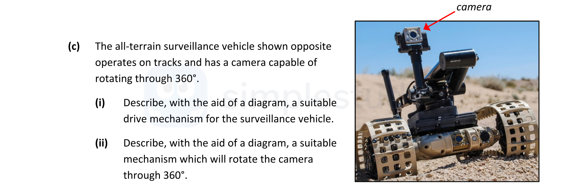 The-all-terrain-surveillance-vehicle-shown-opposite-operates-on-tracks-and-has-a-camera-capable-of-rotating-through-360°-Leaving Cert Engineering-Question c-2020.png