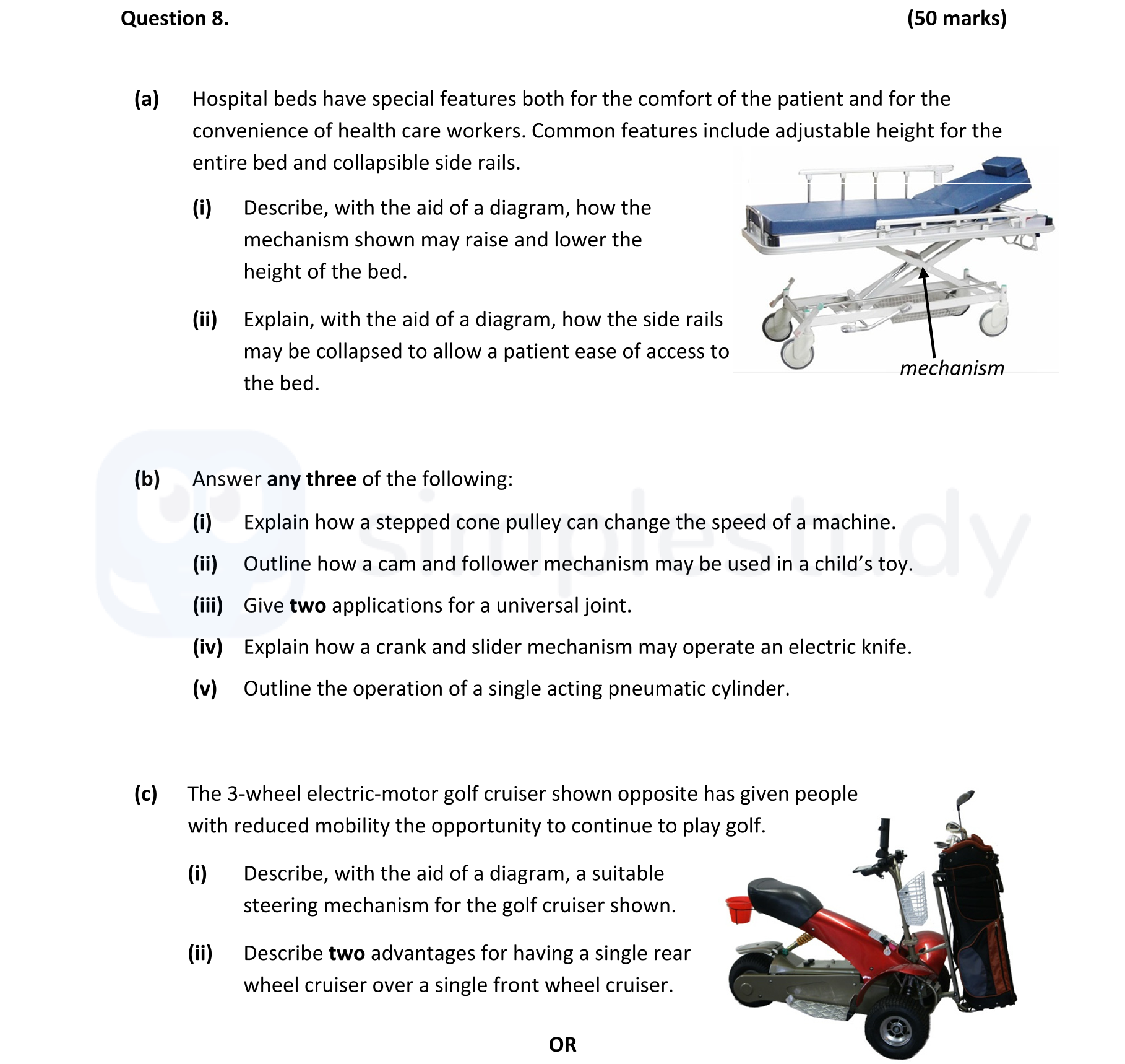 Hospital-beds-have-special-features-both-for-the-comfort-of-the-patient-and-for-the-convenience-of-health-care-workers-Leaving Cert Engineering-Question 8-2018.png