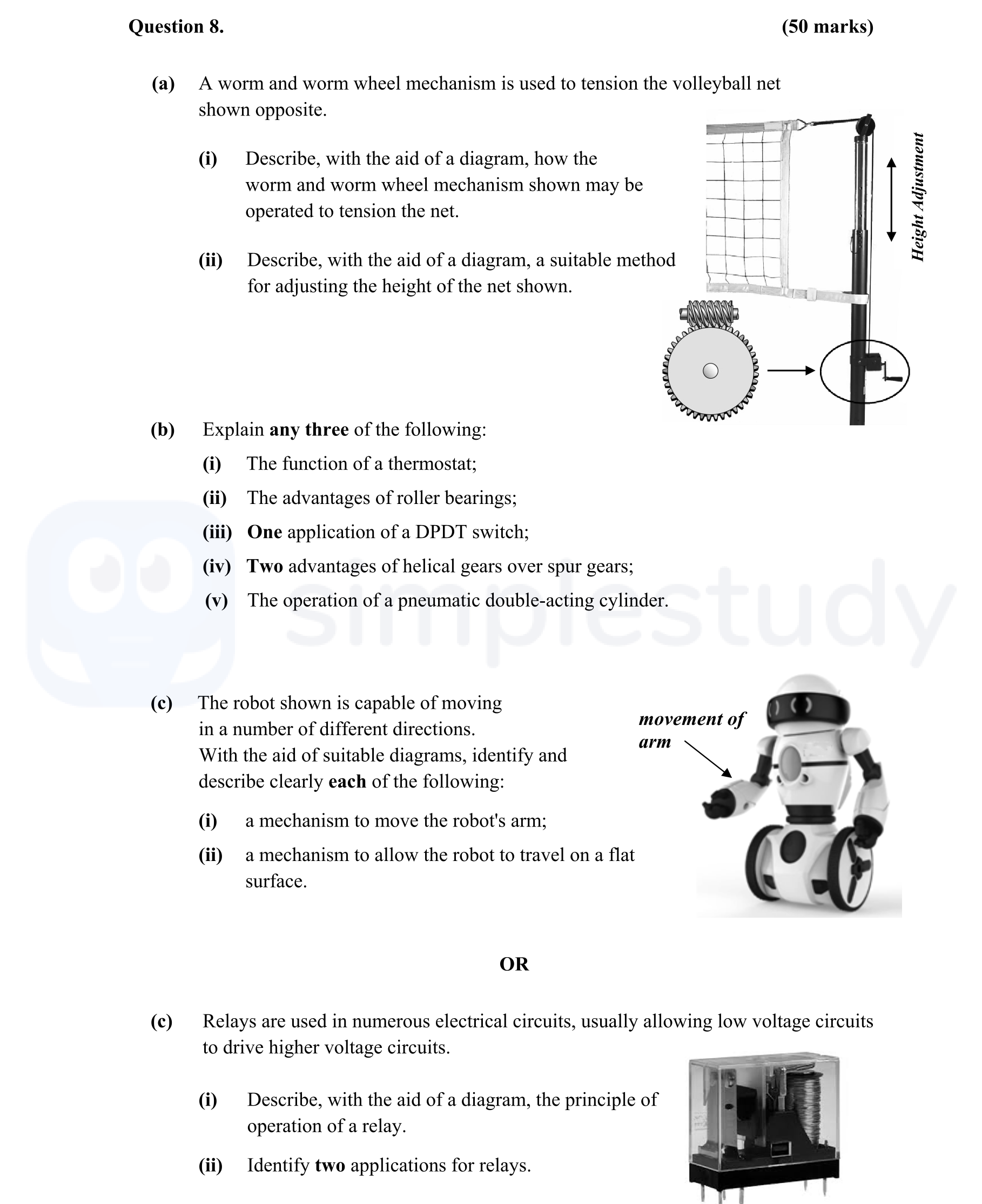 A-worm-and-worm-wheel-mechanism-is-used-to-tension-the-volleyball-net-shown-opposite-Leaving Cert Engineering-Question 8-2015.png