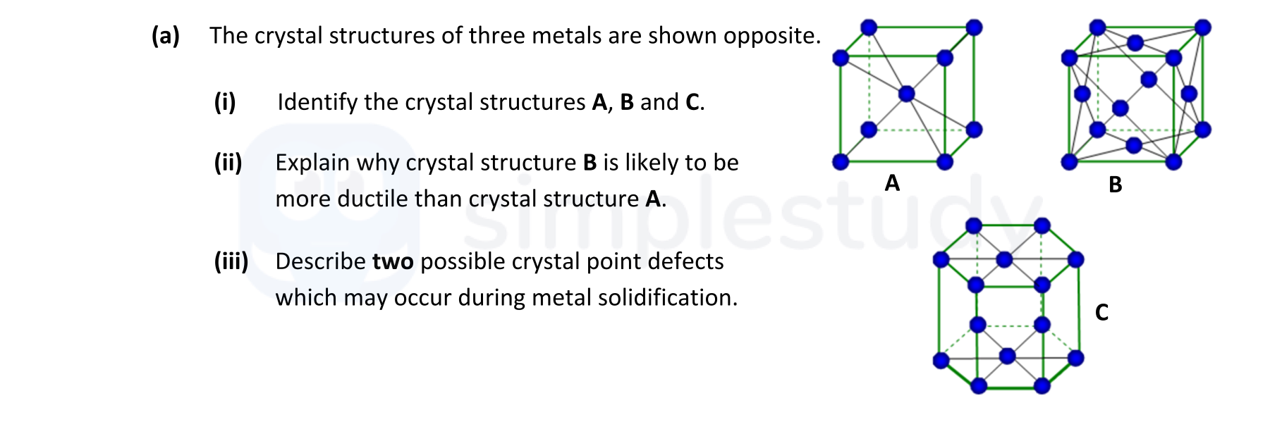 The-crystal-structures-of-three-metals-are-shown-opposite-Leaving Cert Engineering-Question a-2021.png