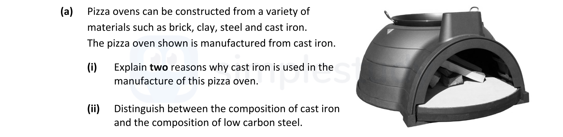 Pizza-ovens-can-be-constructed-from-a-variety-of-materials-such-as-brick,-clay,-steel-and-cast-iron-Leaving Cert Engineering-Question a-2017.png
