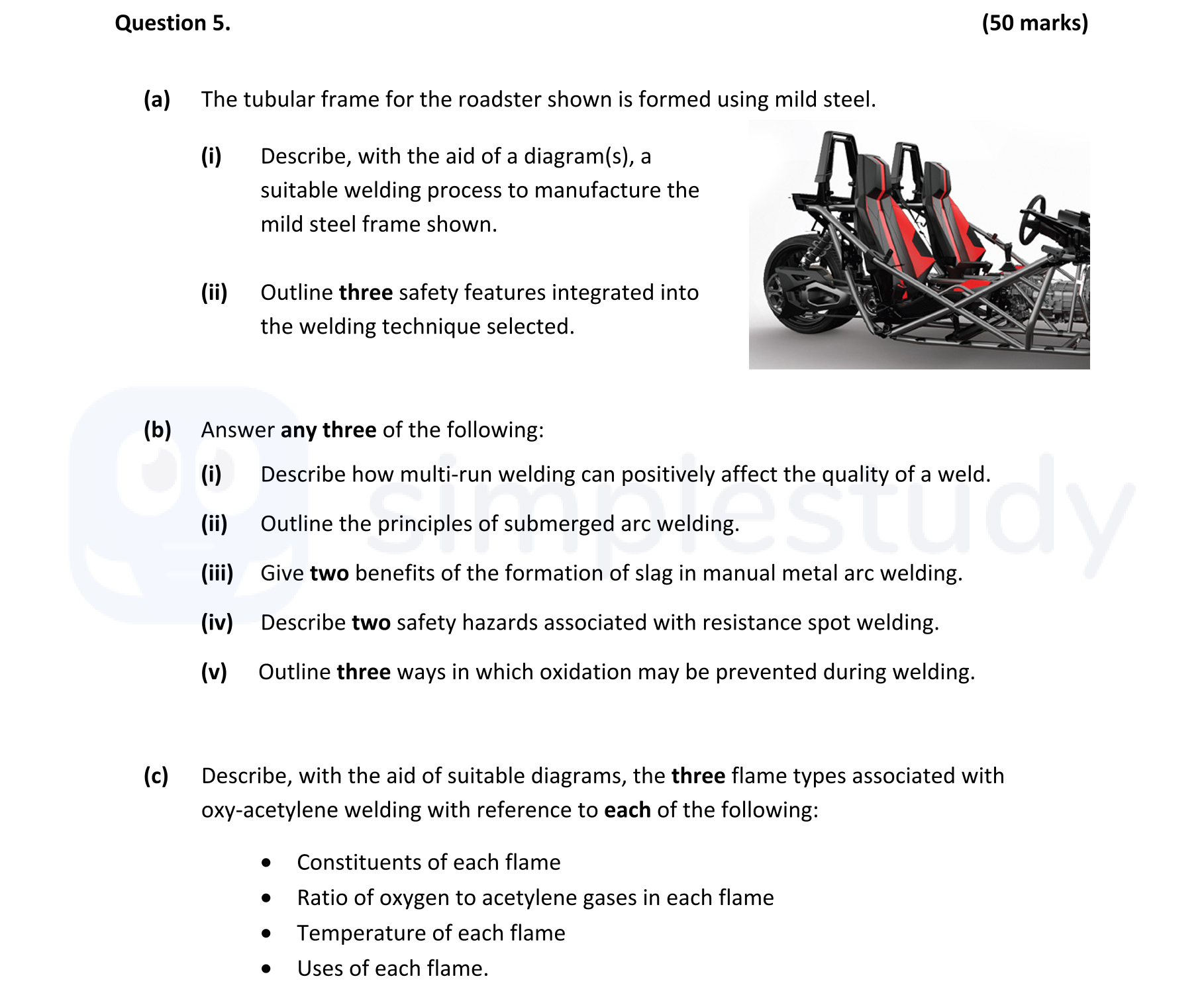 The-tubular-frame-for-the-roadster-shown-is-formed-using-mild-steel-Leaving Cert Engineering-Question 5-2018.png