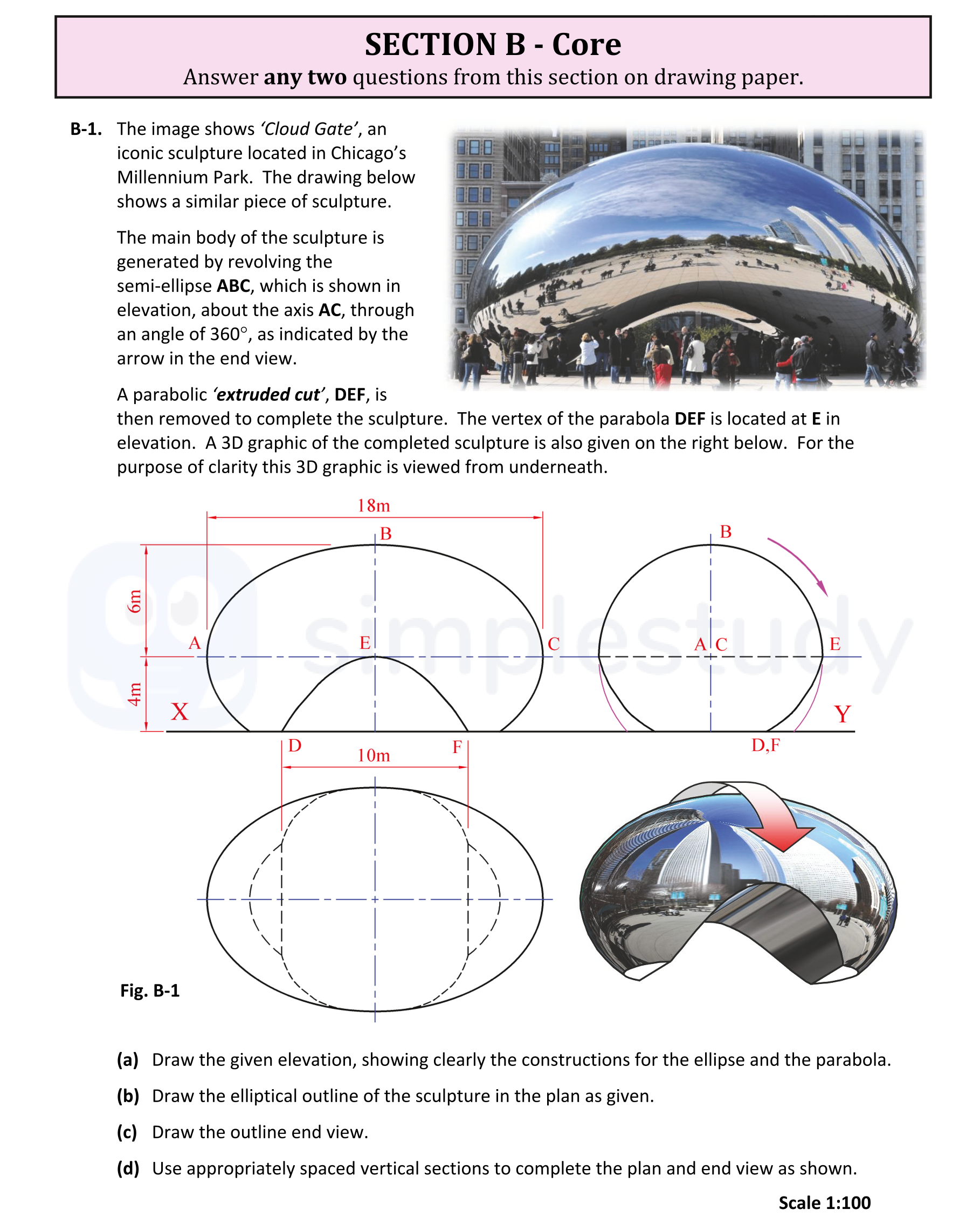 The-image-shows-'Cloud-Gate',-an-iconic-sculpture-located-in-Chicago's-Millennium-Park-Leaving Cert DCG-Question B-1-2017.png