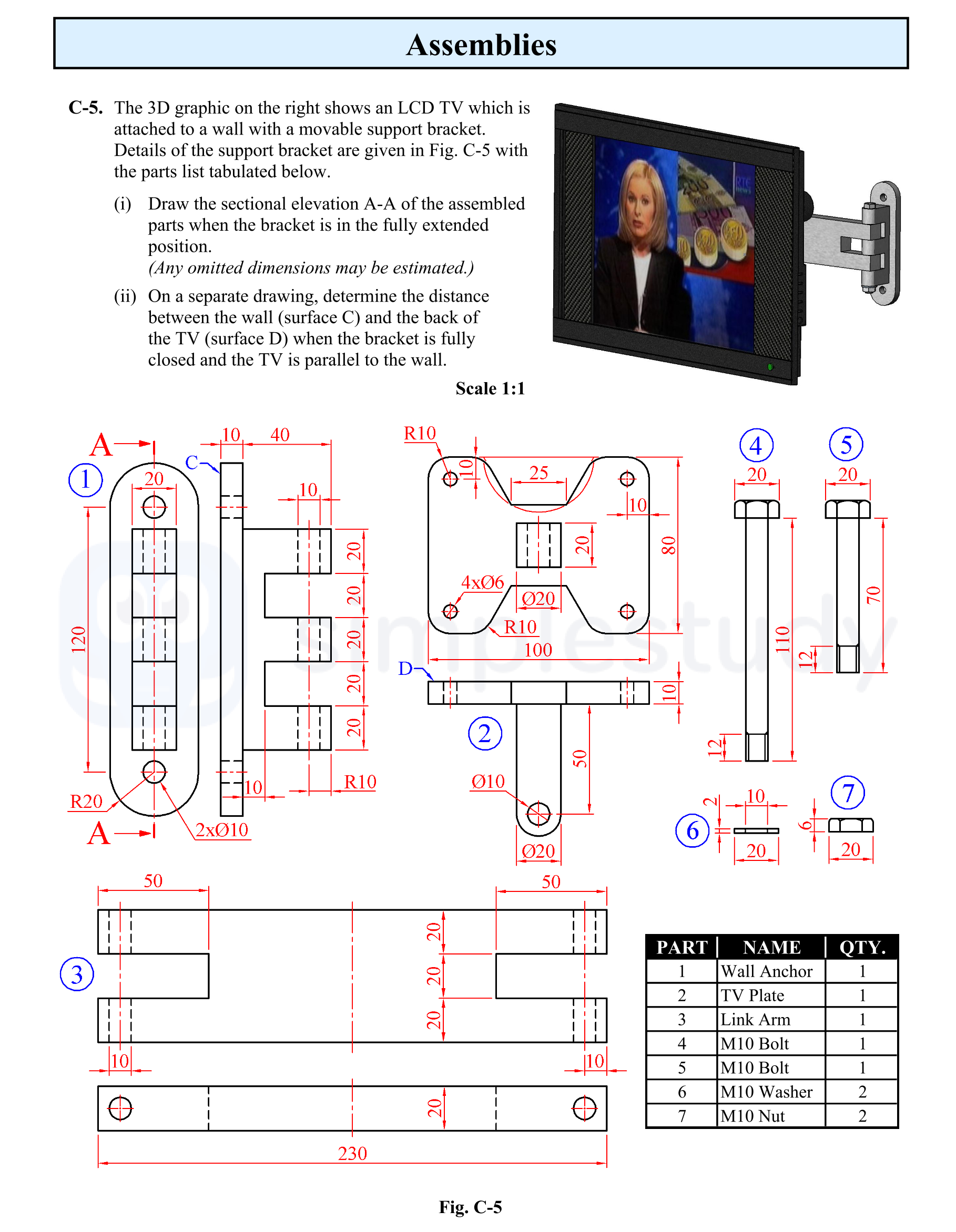 The-3D-graphic-on-the-right-shows-an-LCD-TV-which-is-attached-to-a-wall-with-a-movable-support-bracket-Leaving Cert DCG-Question C-5-2009.png