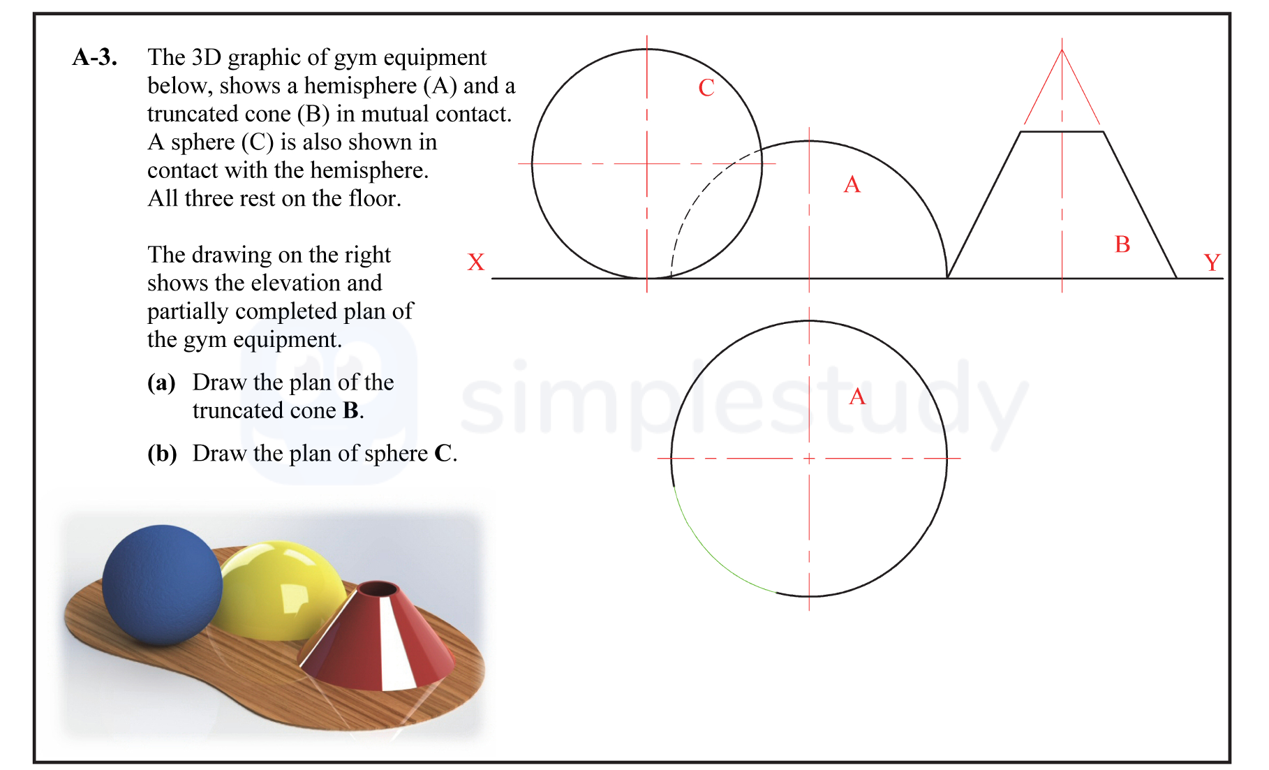The-3D-graphic-of-gym-equipment-below,-shows-a-hemisphere-(A)-and-a-truncated-cone-(B)-in-mutual-contact-Leaving Cert DCG-Question A-3-2016.png