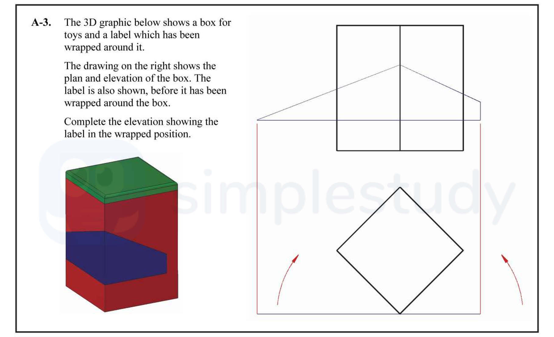 The-3D-graphic-below-shows-a-box-for-toys-and-a-label-which-has-been-wrapped-around-it-Leaving Cert DCG-Question A-3-2013.png