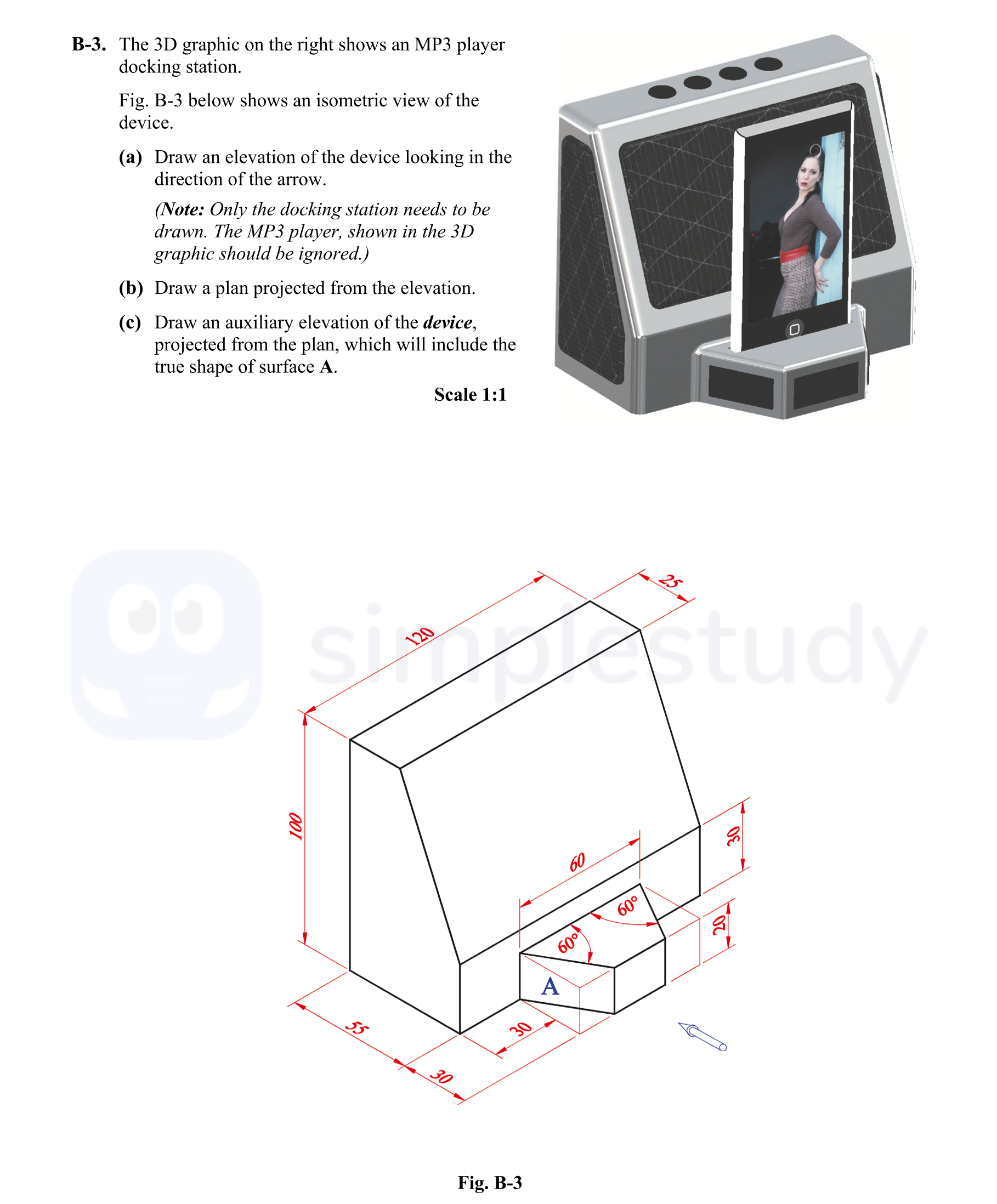 B-3.-The-3D-graphic-on-the-right-shows-an-MP3-player-docking-station-Leaving Cert DCG-Question B-3-2012.png