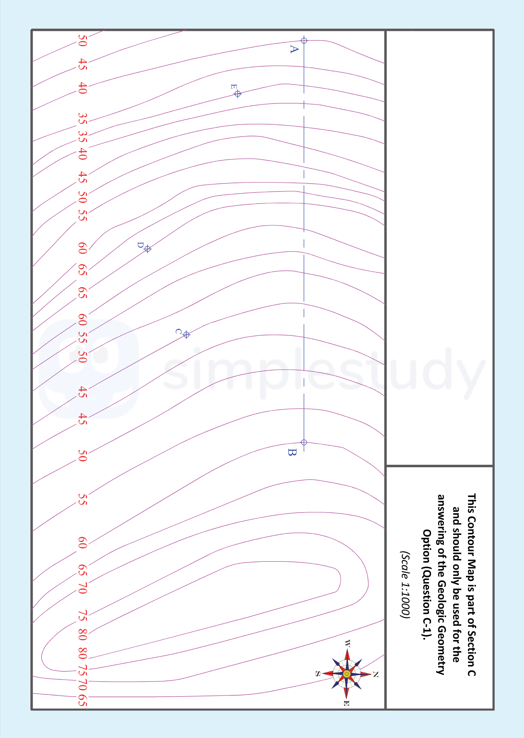 This-Contour-Map-is-part-of-Section-C-and-should-be-used-for-the-answering-of-the-Geographical-Geometry-Option-(Question-C.1)-Leaving Cert DCG-Question C.1-2017.png