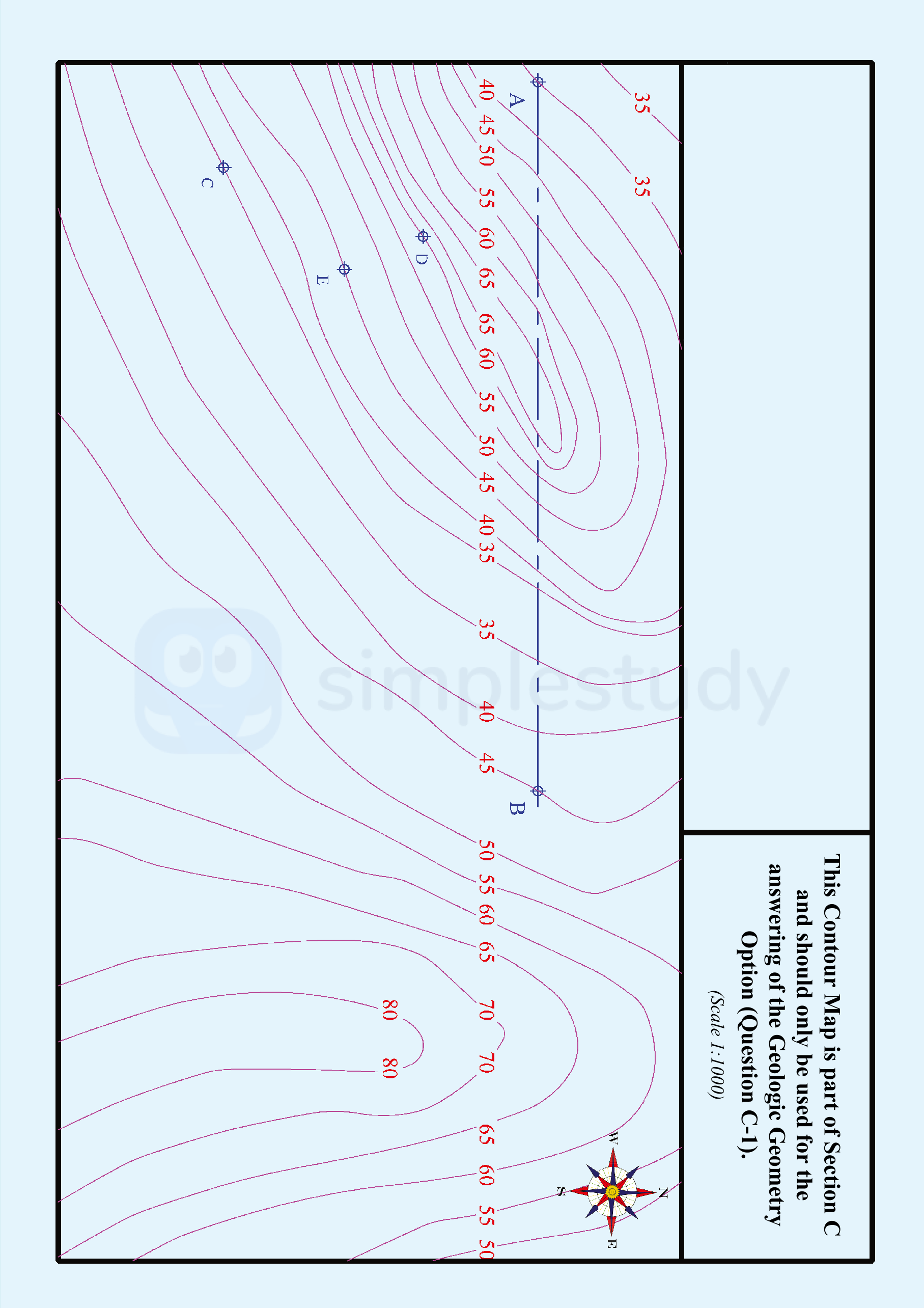 This-Contour-Map-is-part-of-Section-C-and-should-be-used-for-answering-the-Geology-Geometry-Option-(Question-C-1)-Leaving Cert DCG-Question 1-2014.png