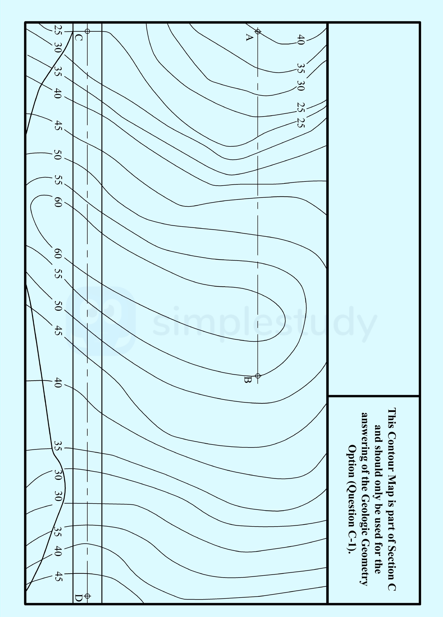 This-Contour-Map-is-part-of-Section-C-and-should-only-be-used-for-the-answering-of-the-Question:-Geologic-Geometry-Option-(Question-C-1)-Leaving Cert DCG-Question 1-2011.png