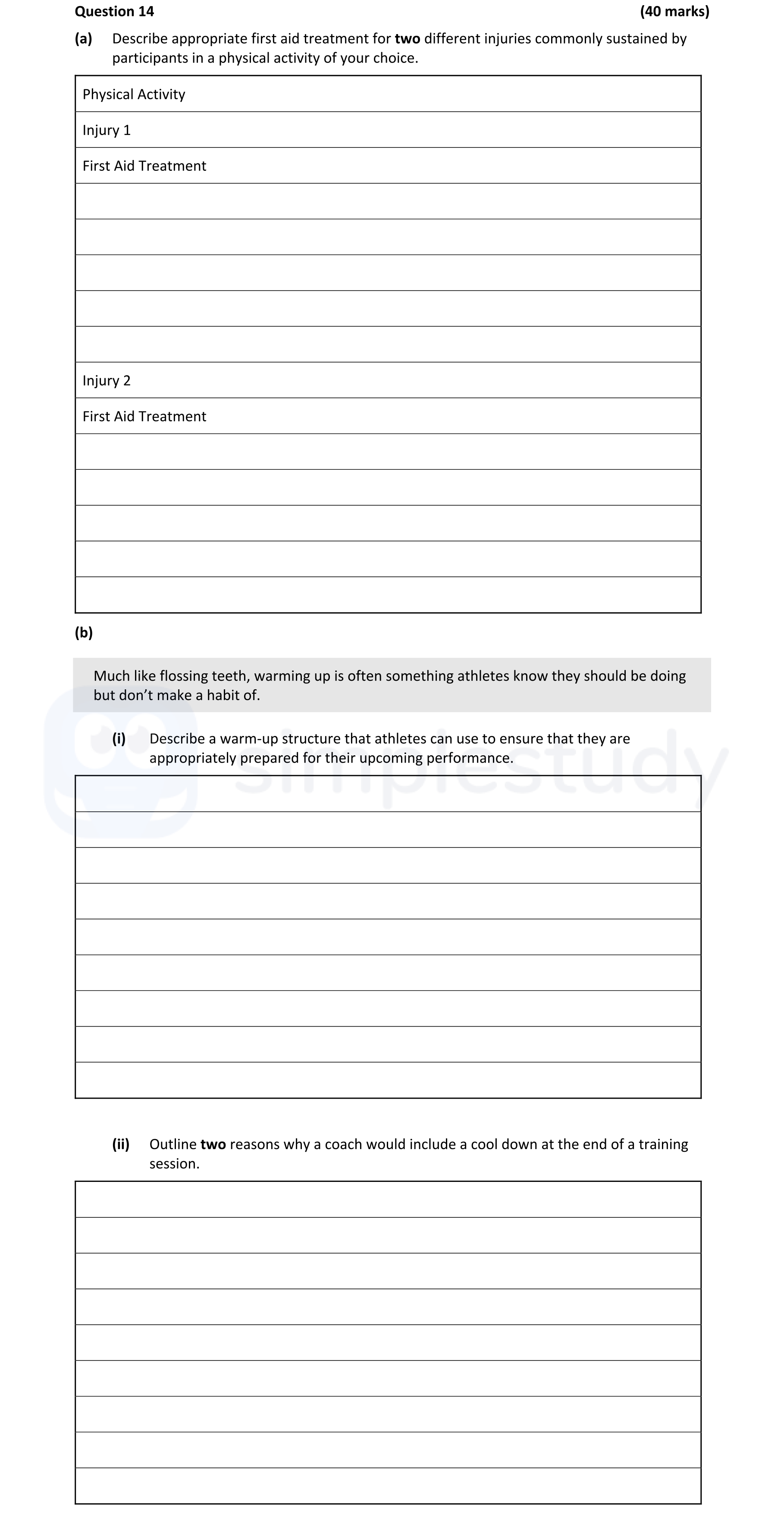Describe-appropriate-first-aid-treatment-for-two-different-injuries-commonly-sustained-by-participants-in-a-physical-activity-of-your-choice-Leaving Cert Physical Education-Question 14-2022.png