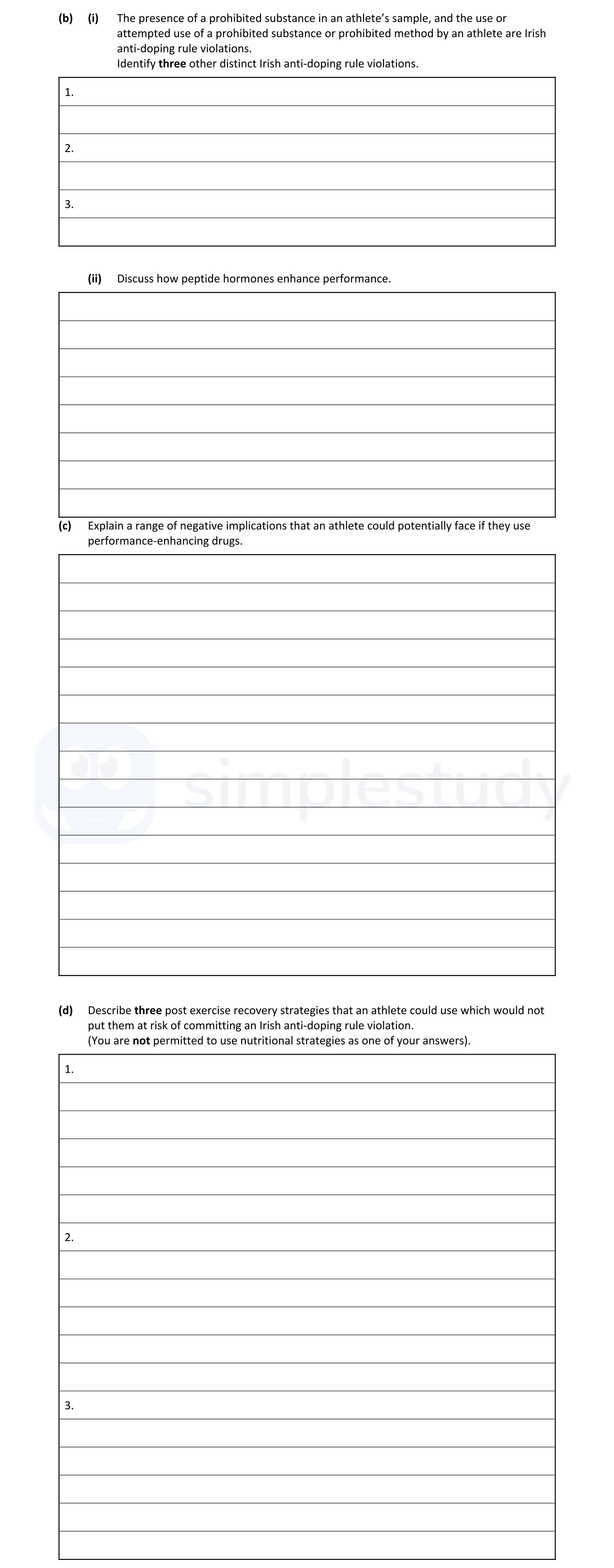 The-presence-of-a-prohibited-substance-in-an-athlete’s-sample,-and-the-use-or-attempted-use-of-a-prohibited-substance-or-prohibited-method-by-an-athlete-are-Irish-anti-doping-rule-violations-Leaving Cert Physical Education-Question b(i)-2021.png