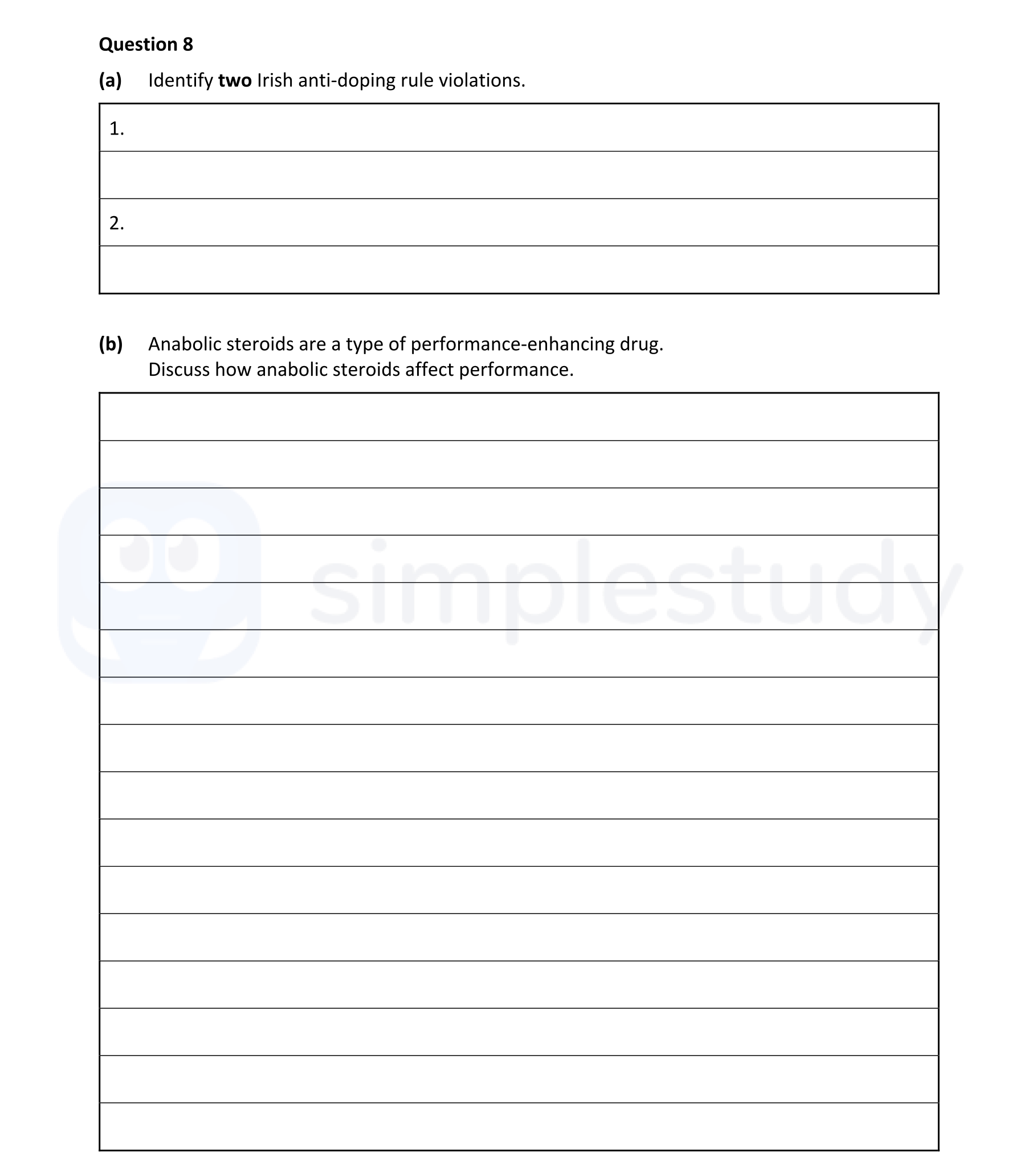 a)-Identify-two-Irish-anti-doping-rule-violations-Leaving Cert Physical Education-Question 8-2020.png