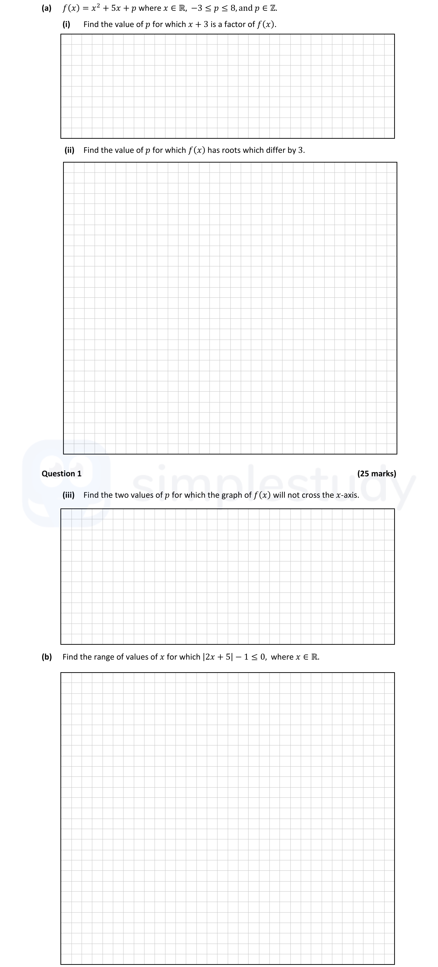 (a)----Given-the-function-$f(x)-=-x^2-+-5x-+-p$-where-$x-\-is-\\mathbb{R}$,-$-3-\--\leq-p-\leq-8$,-and-$p-\in-\mathbb{Z}$-Leaving Cert Mathematics-Question 1-2020.png