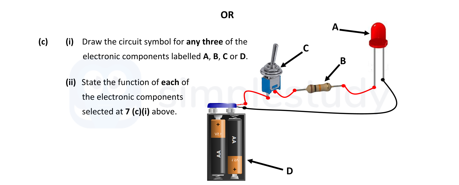 Draw-the-circuit-symbol-for-any-three-of-the-electronic-components-labelled-A,-B,-C-or-D-Leaving Cert Engineering-Question c-2018.png