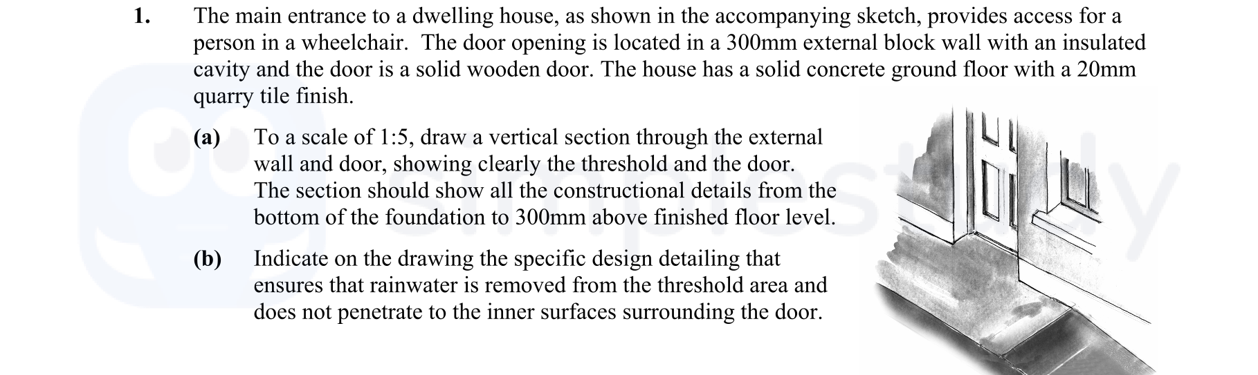 The-main-entrance-to-a-dwelling-house,-as-shown-in-the-accompanying-sketch,-provides-access-for-a-person-in-a-wheelchair-Leaving Cert Construction Studies-Question 1-2006.png