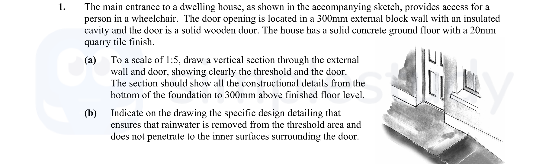 The-main-entrance-to-a-dwelling-house,-as-shown-in-the-accompanying-sketch,-provides-access-for-a-person-in-a-wheelchair-Leaving Cert Construction Studies-Question 1-2006.png