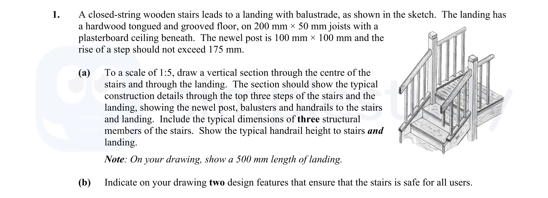 1.-A-closed-string-wooden-stairs-leads-to-a-landing-with-balustrade,-as-shown-in-the-sketch-Leaving Cert Construction Studies-Question 1-2013.png