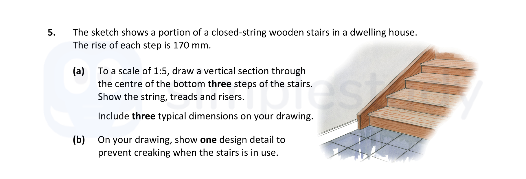 The-sketch-shows-a-portion-of-a-closed-string-wooden-stairs-in-a-dwelling-house-Leaving Cert Construction Studies-Question 5-2022.png