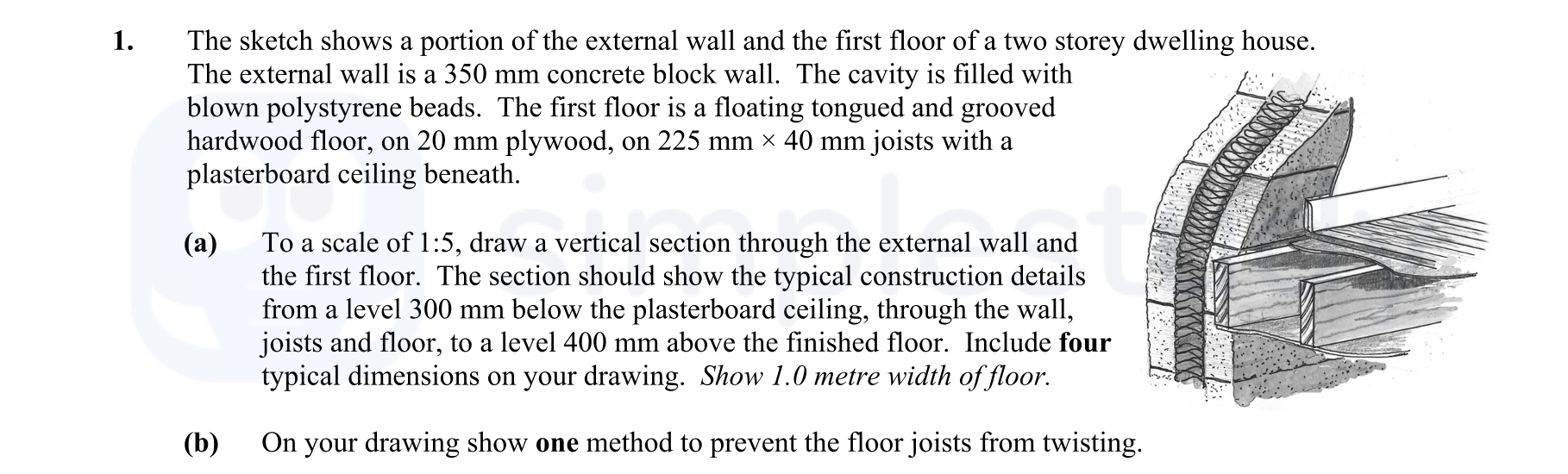The-sketch-shows-a-portion-of-the-external-wall-and-the-first-floor-of-a-two-storey-dwelling-house-Leaving Cert Construction Studies-Question 1-2014.png