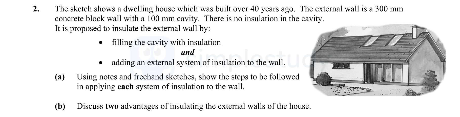 The-sketch-shows-a-dwelling-house-which-was-built-over-40-years-ago-Leaving Cert Construction Studies-Question 2-2015.png