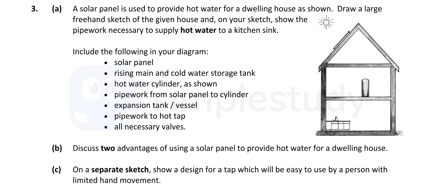 A-solar-panel-is-used-to-provide-hot-water-for-a-dwelling-house-as-shown-Leaving Cert Construction Studies-Question 3-2017.png