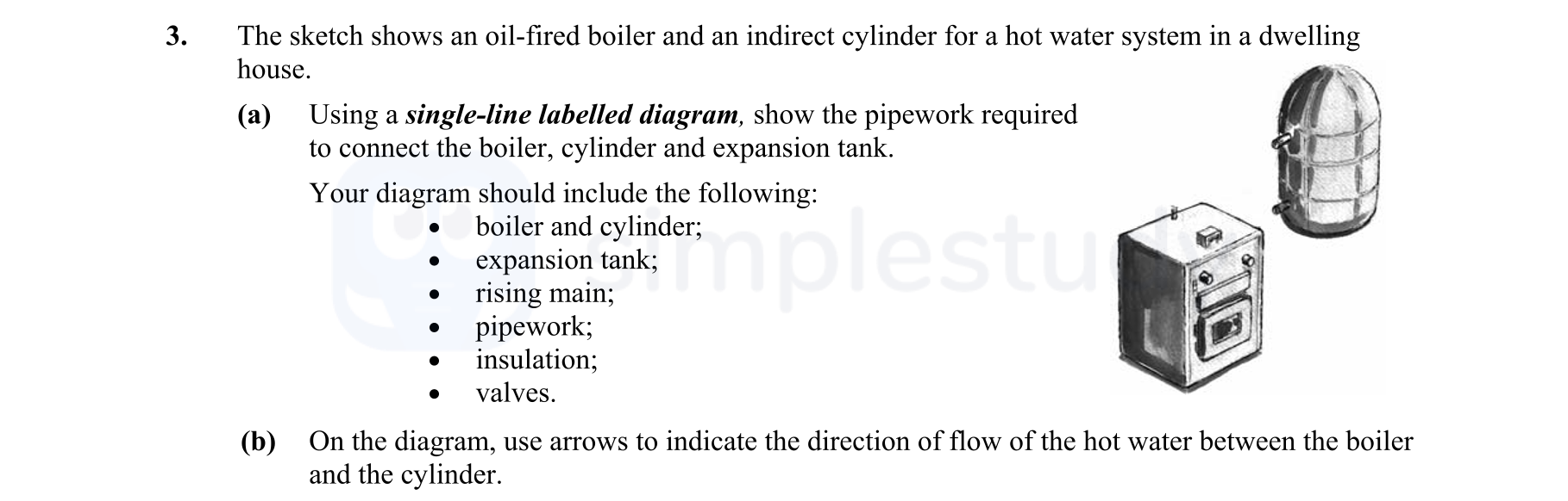 The-sketch-shows-an-oil-fired-boiler-and-an-indirect-cylinder-for-a-hot-water-system-in-a-dwelling-house-Leaving Cert Construction Studies-Question 3-2007.png