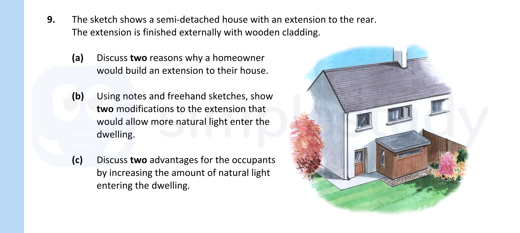 The-sketch-shows-a-semi-detached-house-with-an-extension-to-the-rear-Leaving Cert Construction Studies-Question 9-2020.png