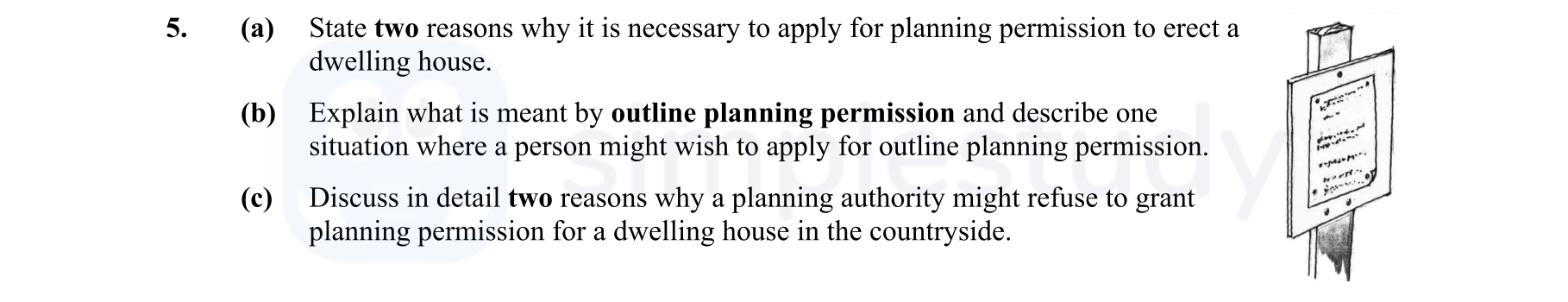 5.-(a)-State-two-reasons-why-it-is-necessary-to-apply-for-planning-permission-to-erect-a-dwelling-house-Leaving Cert Construction Studies-Question 5-2008.png