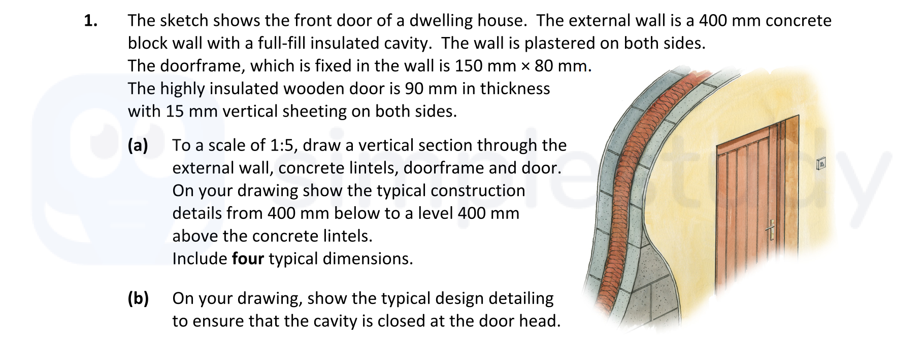 The-sketch-shows-the-front-door-of-a-dwelling-house-Leaving Cert Construction Studies-Question 1-2022.png