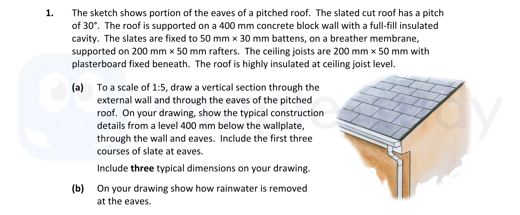The-sketch-shows-portion-of-the-eaves-of-a-pitched-roof-Leaving Cert Construction Studies-Question 1-2021.png