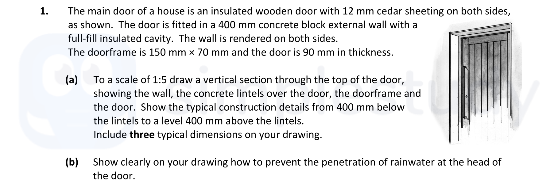 The-main-door-of-a-house-is-an-insulated-wooden-door-with-12-mm-cedar-sheeting-on-both-sides,-as-shown-Leaving Cert Construction Studies-Question 1-2017.png
